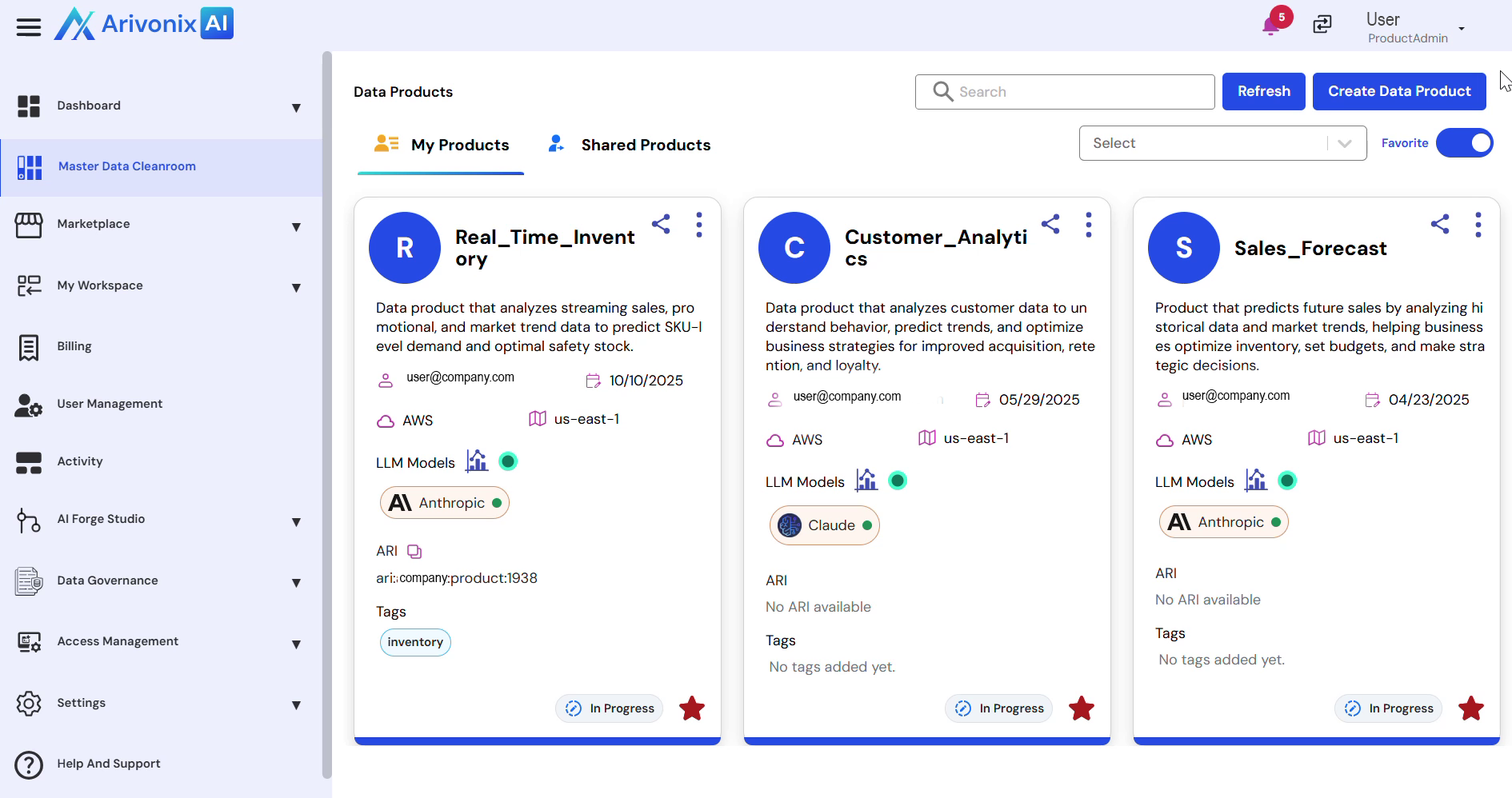 Create Data Product button