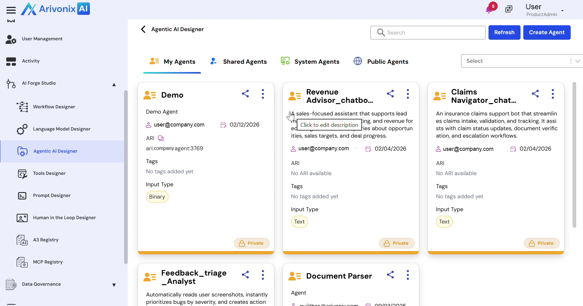 Action menu location