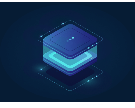 Isometric illustration of a layered AI platform stack